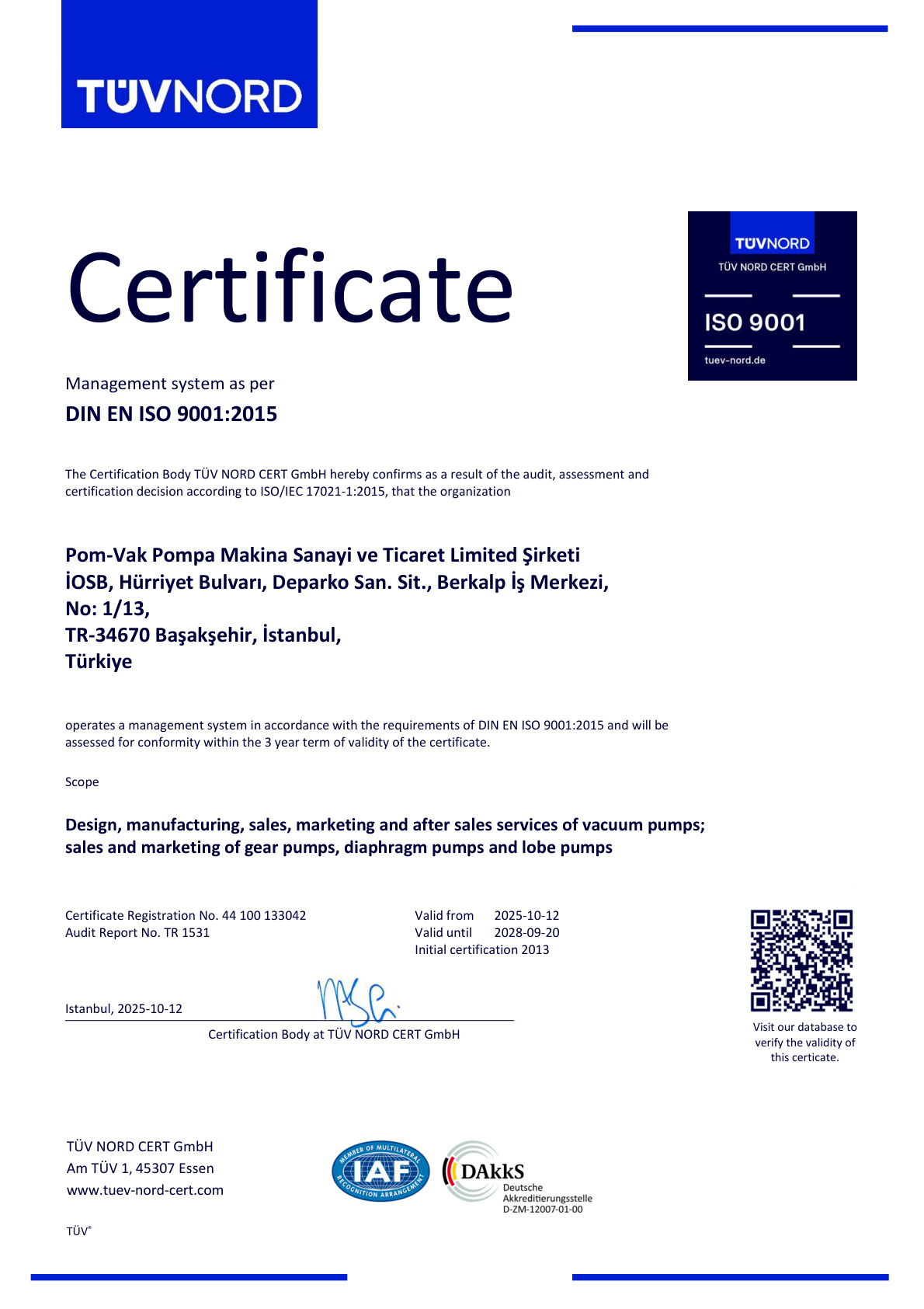 ISO 9001:2015 Certificate EN